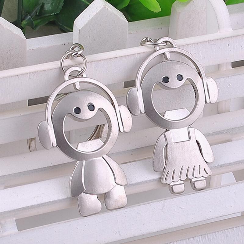 Beer Bottle Popper Couple Keychains