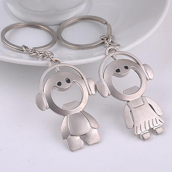 Beer Bottle Popper Couple Keychains